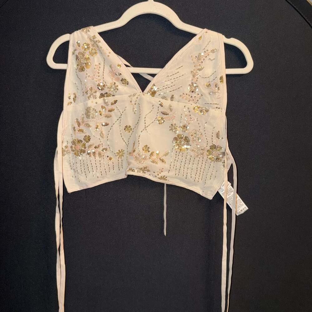 Poeselle Sequin Embellished Crop Top #0736